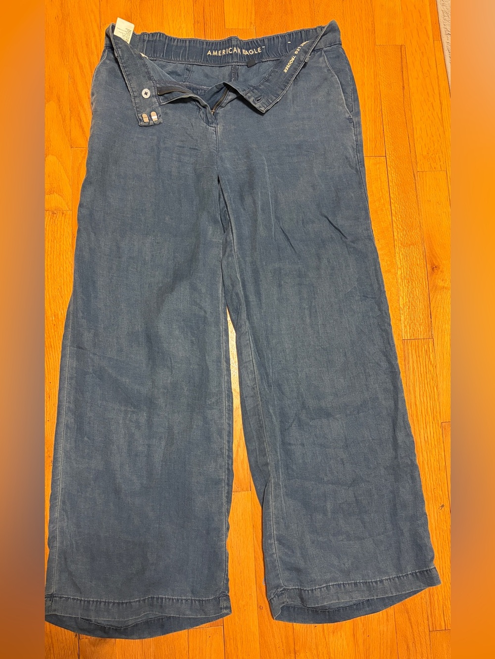 American Eagle Outfitters Wide-Leg Blue Chinos